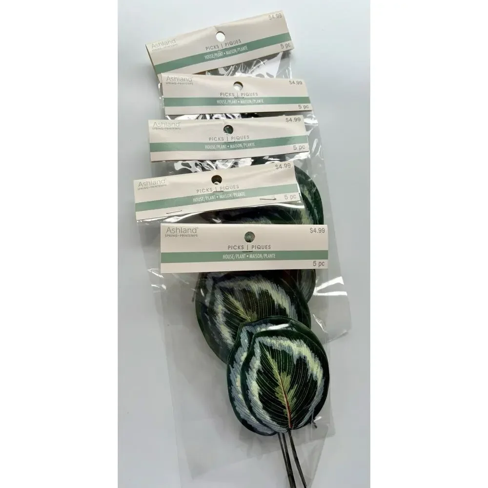 Medallion Plant Floral Picks Florist Supply Set of 25 Leaves Calathea Roseopicta